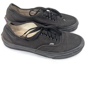 Skater Streetwear Vans Authentic Black Canvas Lace Up Sneakers 8.5